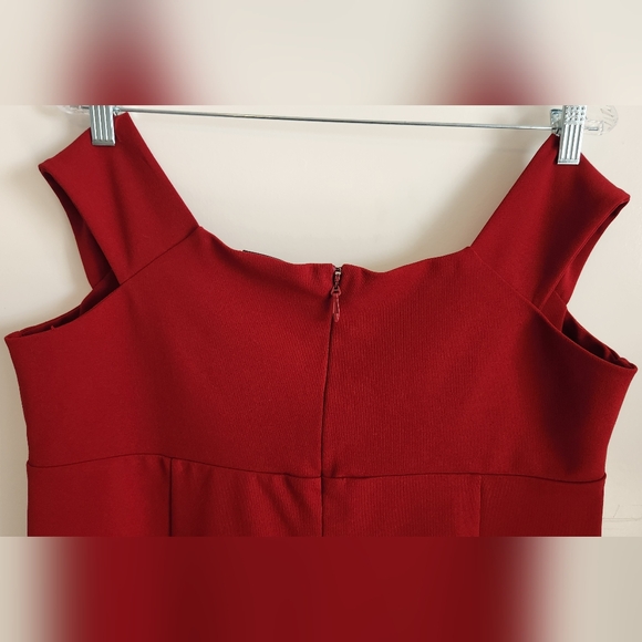 Torrid Bodycon Dress Off Shoulder Midi - Knee Length Formal - Dark Red - 1X - Picture 7 of 11